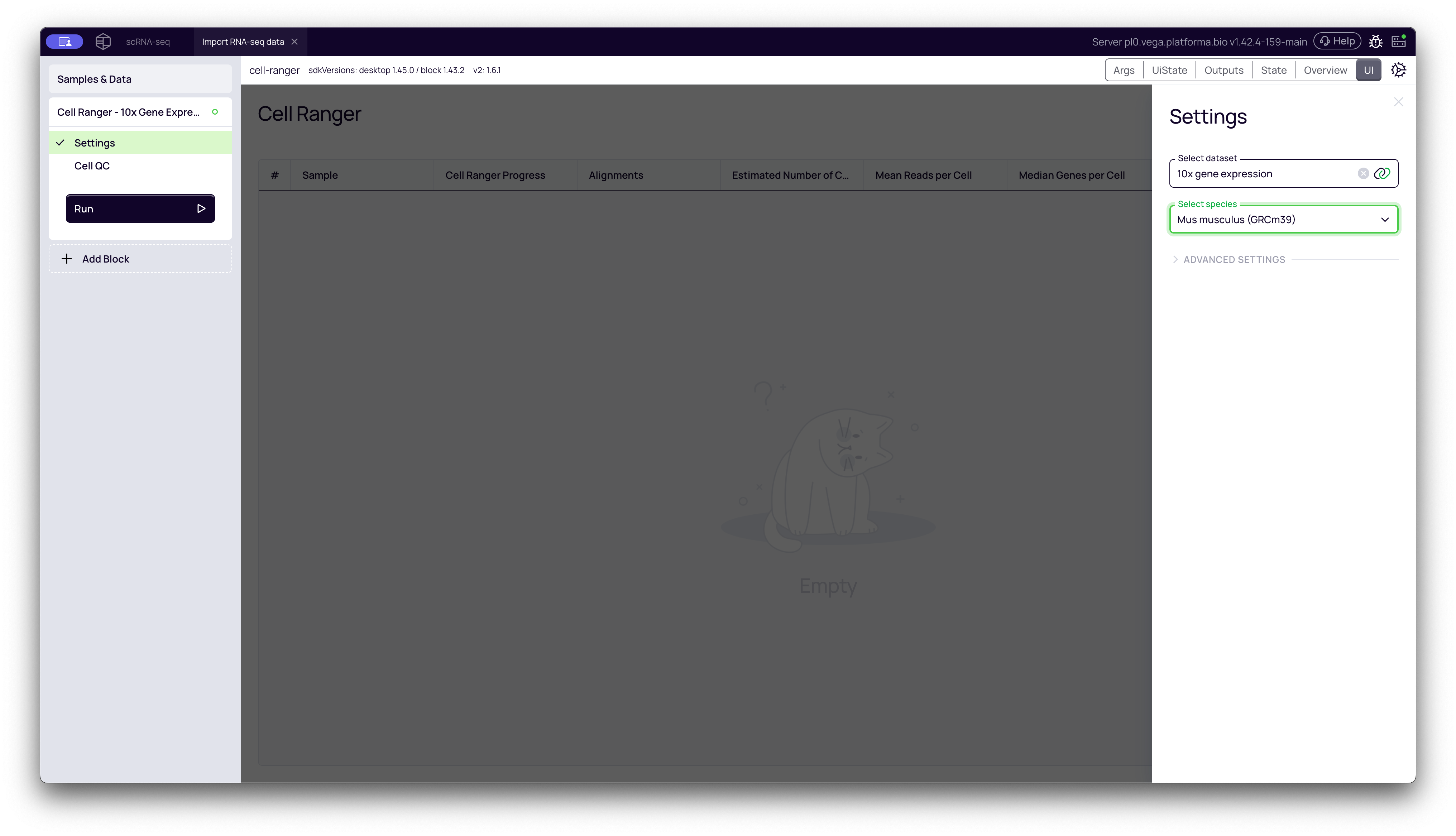 Run Cell Ranger for 10x dataset | Platforma docs