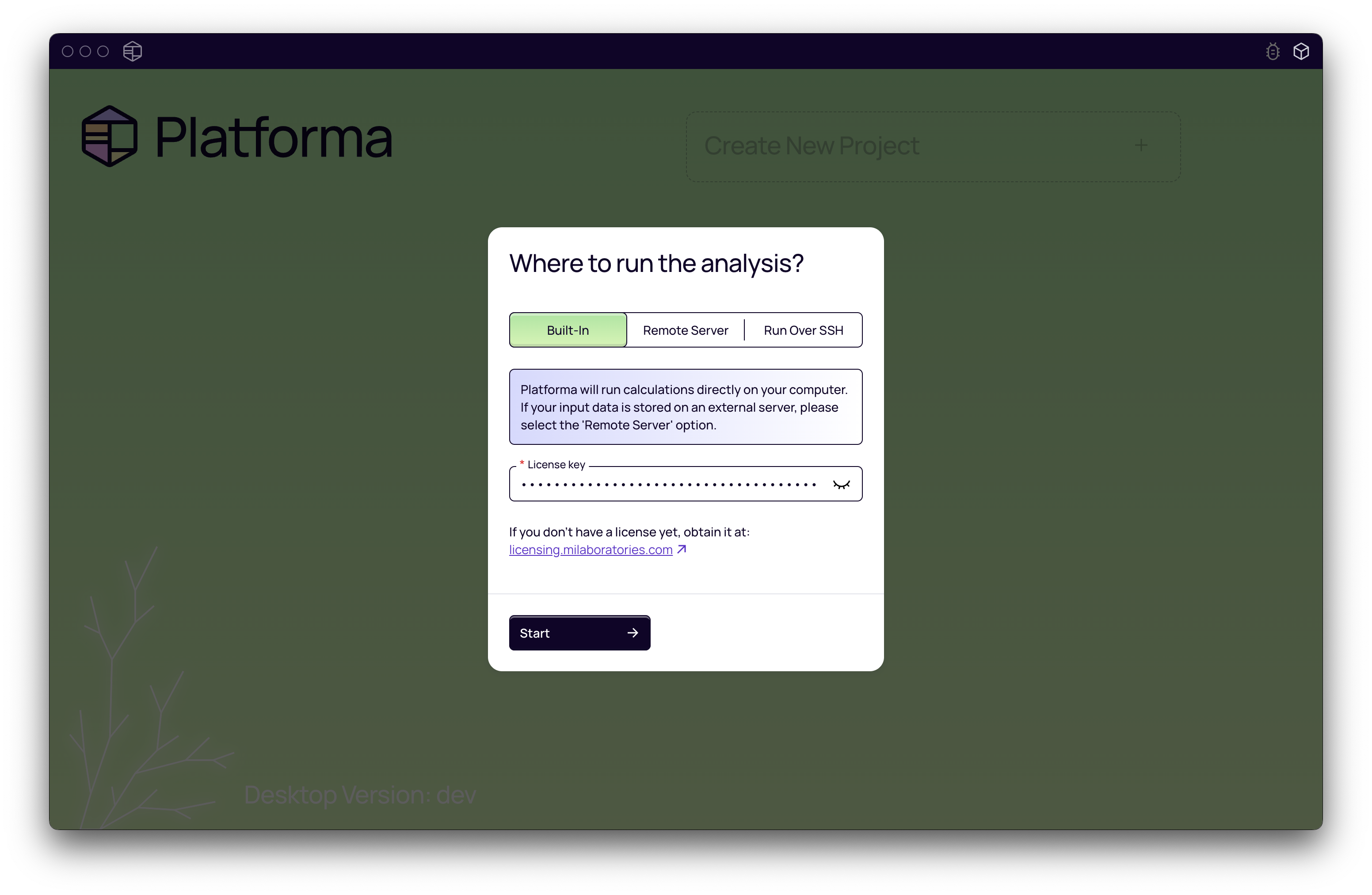 Desktop App Welcome Screen